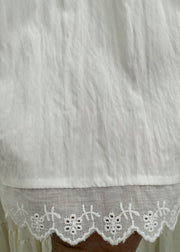 Elegant Apricot Lace Elastic Waist Patchwork Cotton Skirts Summer