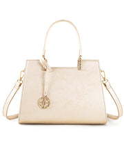 Elegant Beige Jacquard Versatile Tote Bag