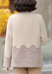 Elegant Beige Patchwork Tassel Mink Velvet Coats Fall