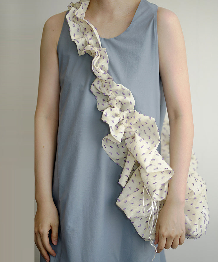 Elegant Beige Print Drawstring Chiffon Versatile Shoulder Bags