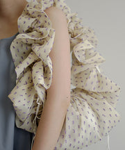 Elegant Beige Print Drawstring Chiffon Versatile Shoulder Bags