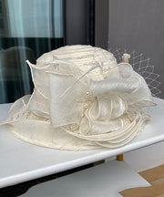 Elegant Black Lace Floral Nail Bead Tulle Bucket Hat
