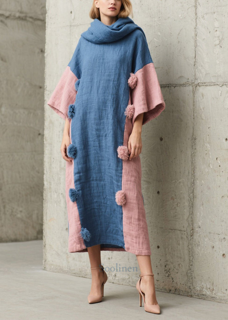 Elegant Blue Oversized Patchwork Fuzzy Ball Decorated Ankle Dress Bracelet Sleeve