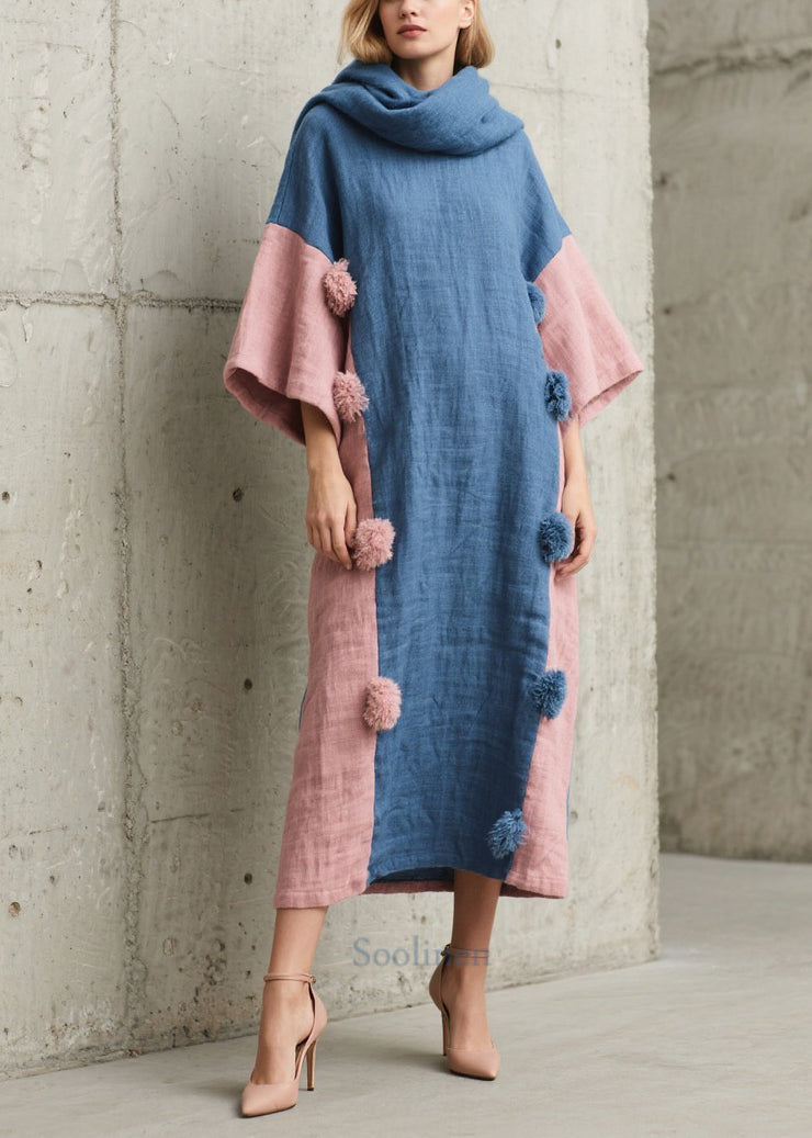 Elegant Blue Oversized Patchwork Fuzzy Ball Decorated Ankle Dress Bracelet Sleeve