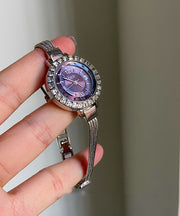 Elegant Blue Stainless Steel Zircon Quartz Movement Chain Waterproof Watches