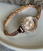 Elegant Blue Stainless Steel Zircon Quartz Movement Chain Waterproof Watches