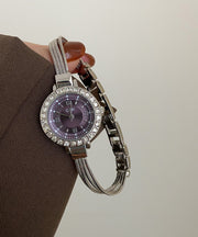 Elegant Blue Stainless Steel Zircon Quartz Movement Chain Waterproof Watches
