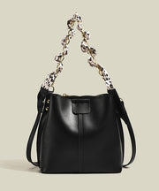 Elegant Brown Large Capacity Faux Leather Bucket Bag