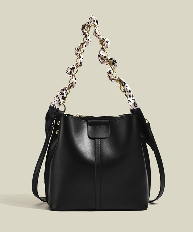 Elegant Brown Large Capacity Faux Leather Bucket Bag