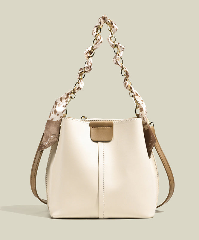 Elegant Brown Large Capacity Faux Leather Bucket Bag