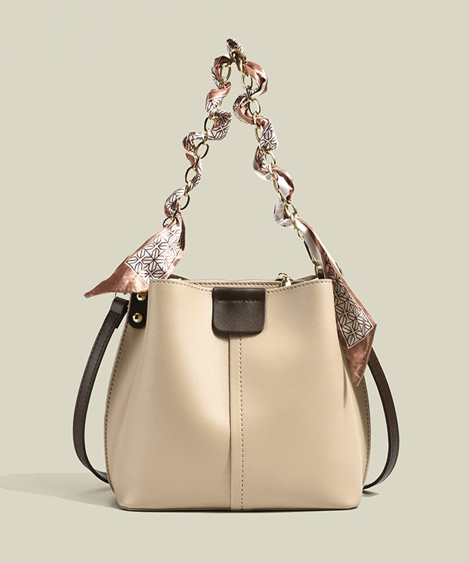 Elegant Brown Large Capacity Faux Leather Bucket Bag
