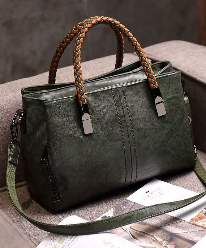 Elegant Brown Solid Durable Calf Leather Tote Handbag