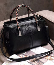 Elegant Brown Solid Durable Calf Leather Tote Handbag