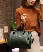 Elegant Brown Solid Durable Calf Leather Tote Handbag