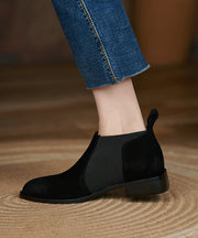 Elegant Brown Suede Splicing Boots Pointed Toe