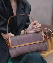 Elegant Chocolate Jacquard Durable Leather Shoulder Bags