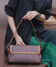 Elegant Chocolate Jacquard Durable Leather Shoulder Bags