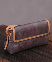 Elegant Chocolate Jacquard Durable Leather Shoulder Bags