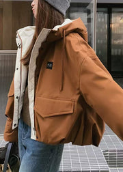 Elegant Coffee Oversized Fine Cotton Filled Womens Parka Winter