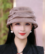 Elegant Coffee Wrinkled Versatile Silk Bucket Hat