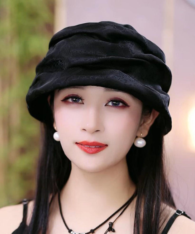 Elegant Coffee Wrinkled Versatile Silk Bucket Hat
