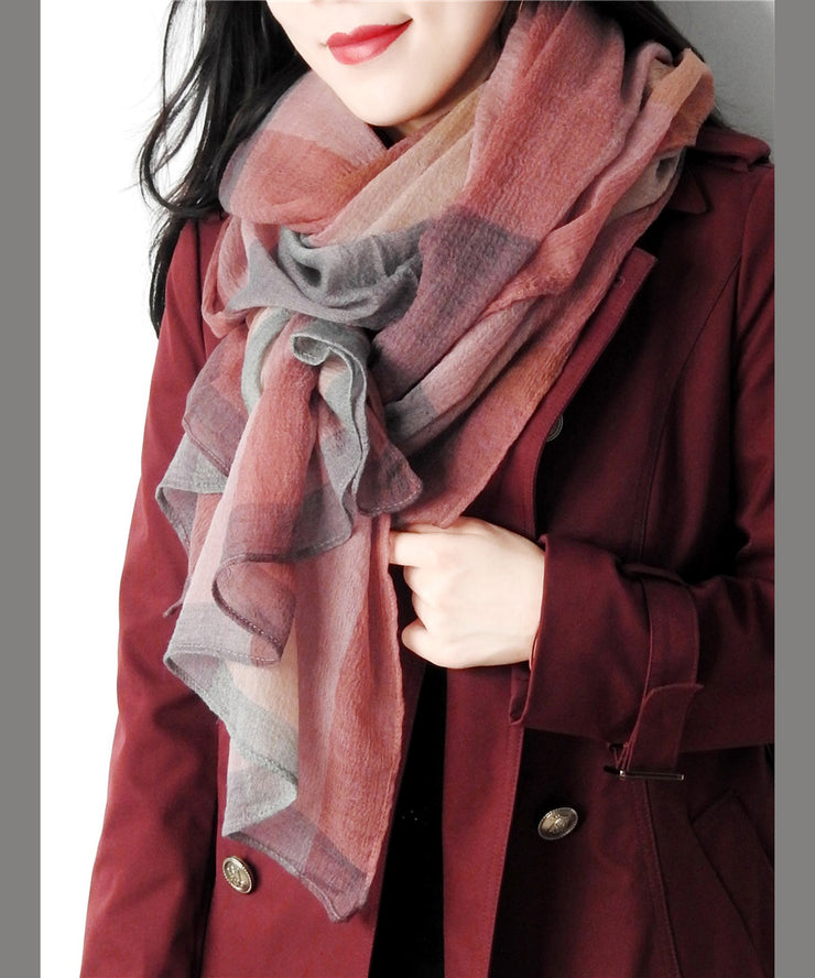 Elegant Colorblock Plaid Versatile Woolen Scarf