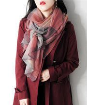 Elegant Colorblock Plaid Versatile Woolen Scarf