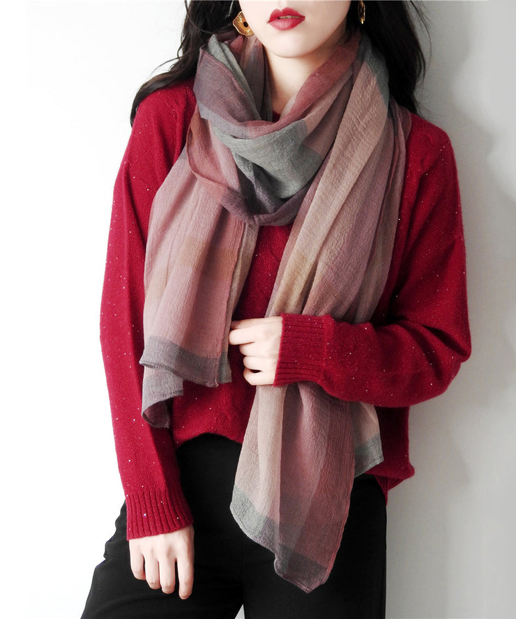 Elegant Colorblock Plaid Versatile Woolen Scarf