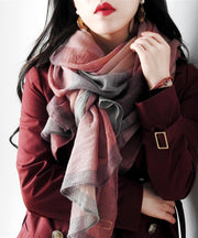 Elegant Colorblock Plaid Versatile Woolen Scarf