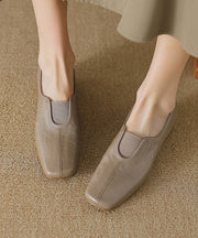 Elegant Comfy Caramel Sheepskin Splicing Flat Feet Shoes