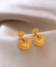 Elegant Gold Copper Alloy Zircon Auspicious Clouds Drop Earrings