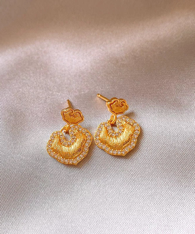 Elegant Gold Copper Alloy Zircon Auspicious Clouds Drop Earrings