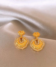 Elegant Gold Copper Alloy Zircon Auspicious Clouds Drop Earrings