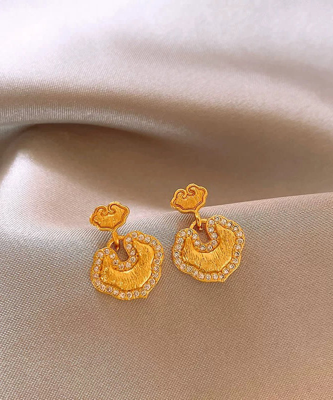 Elegant Gold Copper Alloy Zircon Auspicious Clouds Drop Earrings