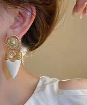 Elegant Gold Copper Alloy Zircon Bow Love Drop Earrings