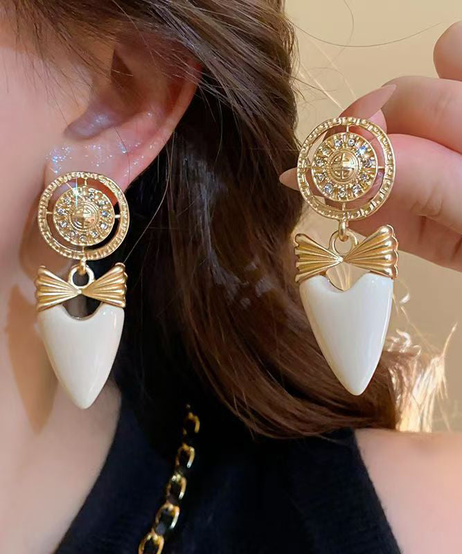 Elegant Gold Copper Alloy Zircon Bow Love Drop Earrings