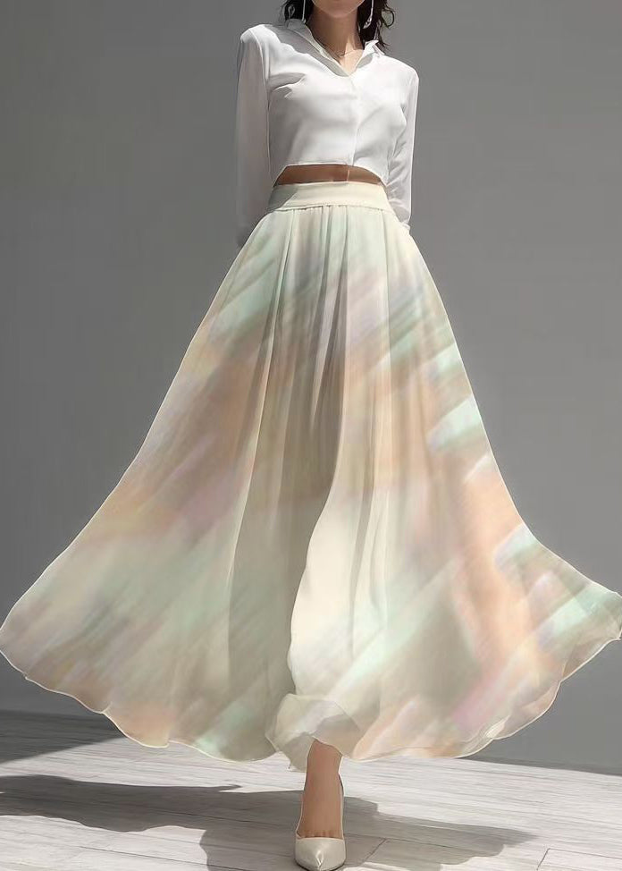 Elegant Gradient Color Exra Large Hem Chiffon Skirts Summer
