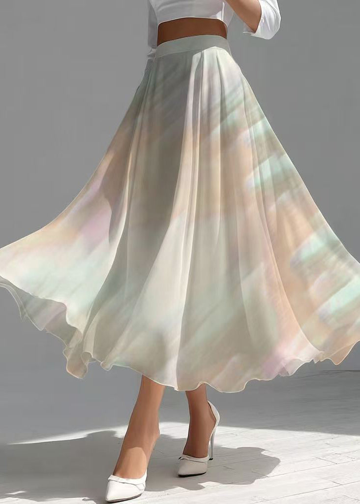 Elegant Gradient Color Exra Large Hem Chiffon Skirts Summer