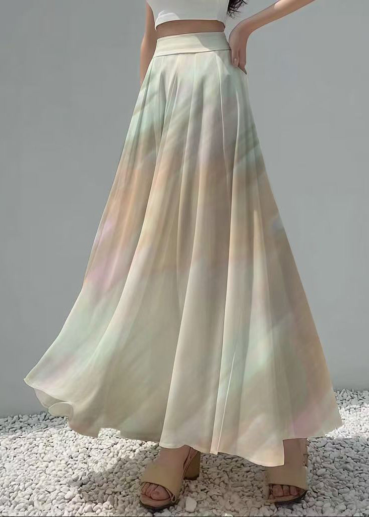 Elegant Gradient Color Exra Large Hem Chiffon Skirts Summer