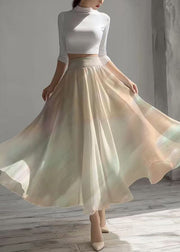 Elegant Gradient Color Exra Large Hem Chiffon Skirts Summer