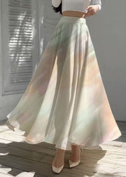Elegant Gradient Color Exra Large Hem Chiffon Skirts Summer