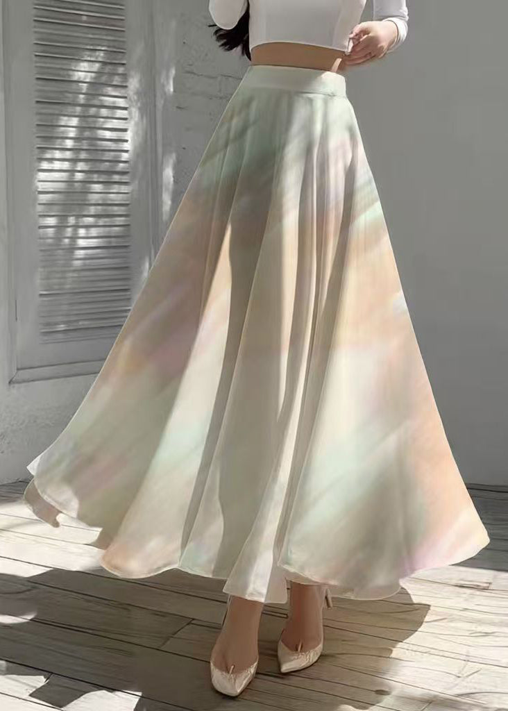 Elegant Gradient Color Exra Large Hem Chiffon Skirts Summer