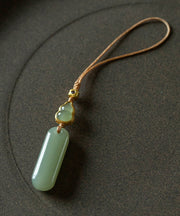 Elegant Green Copper Overgild Inlaid Zircon Jade Keychains