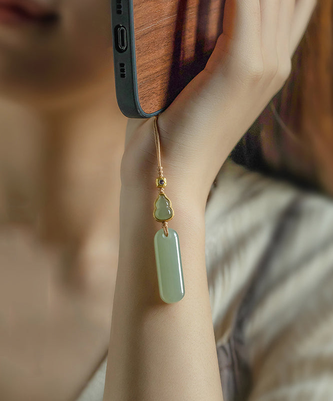 Elegant Green Copper Overgild Inlaid Zircon Jade Keychains