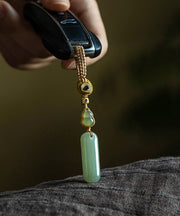 Elegant Green Copper Overgild Inlaid Zircon Jade Keychains