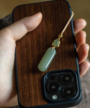 Elegant Green Copper Overgild Inlaid Zircon Jade Keychains