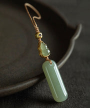 Elegant Green Copper Overgild Inlaid Zircon Jade Keychains