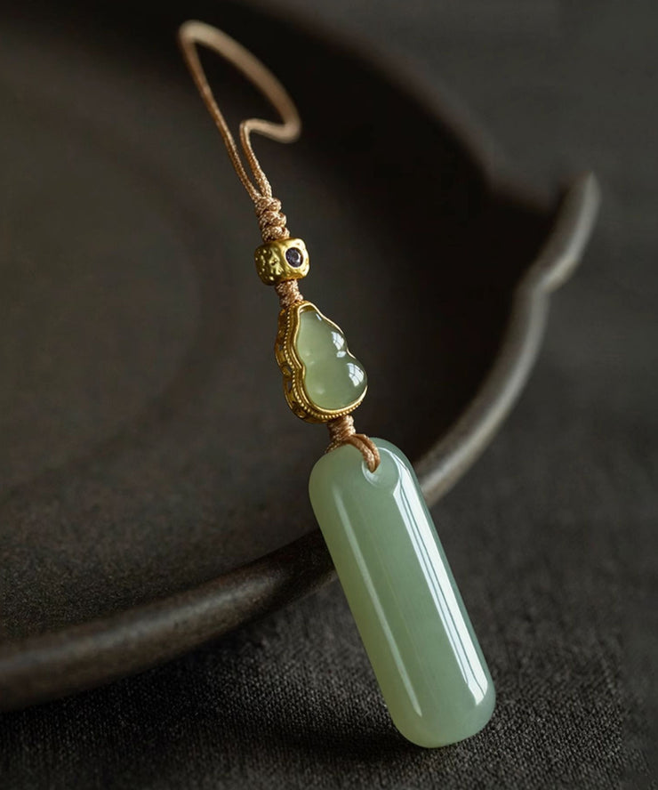Elegant Green Copper Overgild Inlaid Zircon Jade Keychains