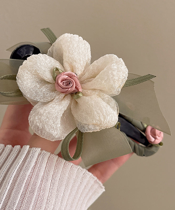 Elegant Green Plastic Fabric Tulle Floral Hairpin
