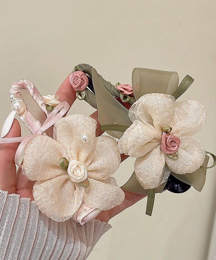 Elegant Green Plastic Fabric Tulle Floral Hairpin